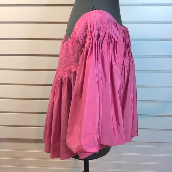 Hyacinth House by Tuckernuck Bright Pink Pleated Portia Top Size XL NWT! - Picture 7 of 12